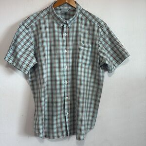 Columbia Men's Blue and Brown Plaid Shirt